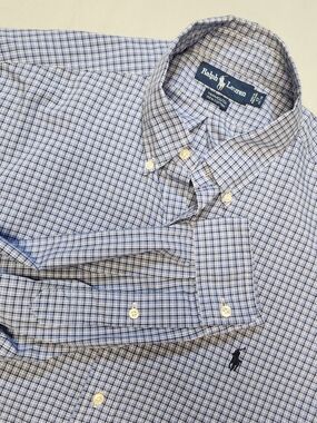 Vintage Ralph Lauren 17 34/35 Plaid Button Up Long Sleeve Shirt Yarmouth VTG